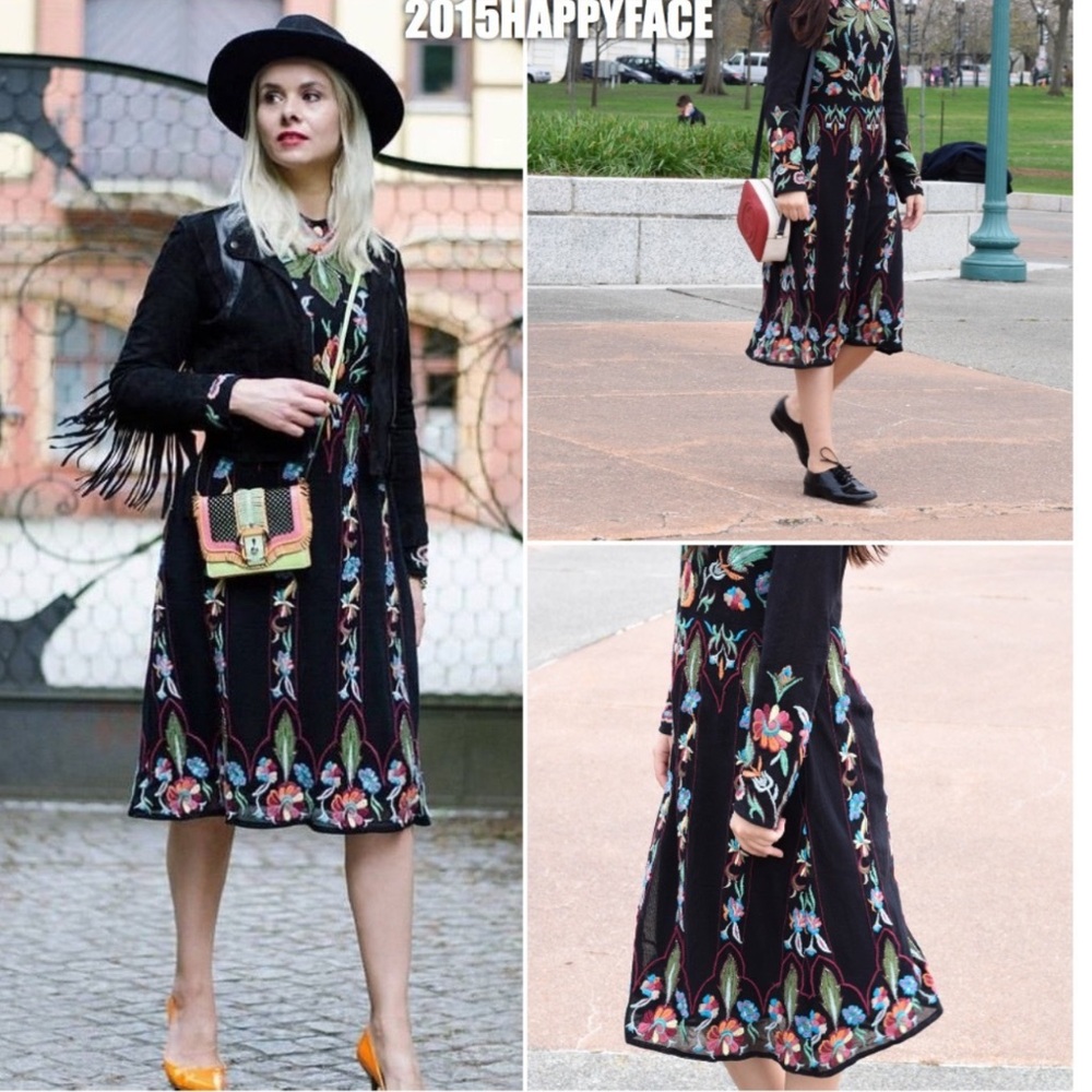 Zara Elegant Black Floral Dress